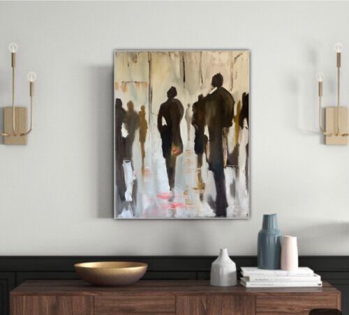Richter StyLe Abstract Large Oil Painting On Canvas 50 X 40cm Cityscape Walk