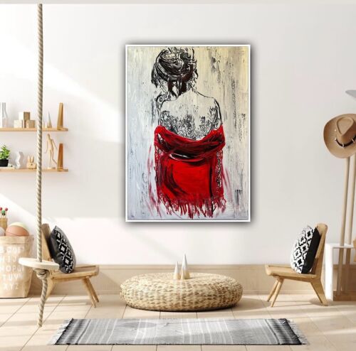 Richter StyLe Abstract Original Oil Painting On Canvas 70x50cm Morning Nude Red