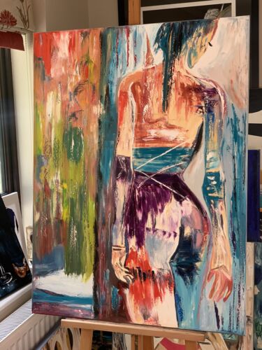 Richter Style Original Abstract Oil Painting On Canvas 100x80cm Morning Nude