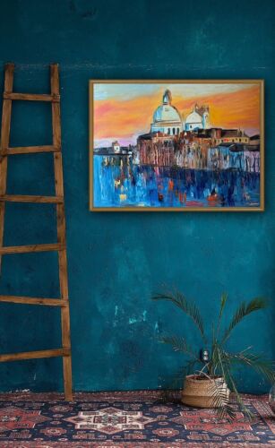 Kandinsky Original Abstract Oil Painting On Canvas 100 X 80cm Venice Landscape