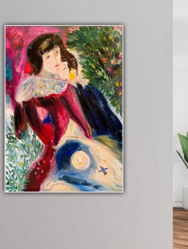 Marc Chagall Impressionist Style Oil Painting On Canvas 50x70cm ‘Les Amoureux’ study