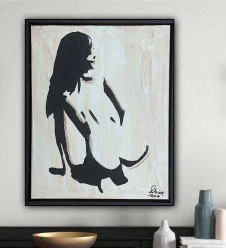 Framed Original Contemporary Abstract Oil Painting On Canvas 48x38cm Nude Oka