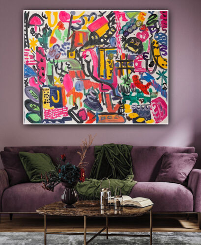 Large Abstract Original Oil Painting On 100x80cm canvas Graffiti Art Vogue Love