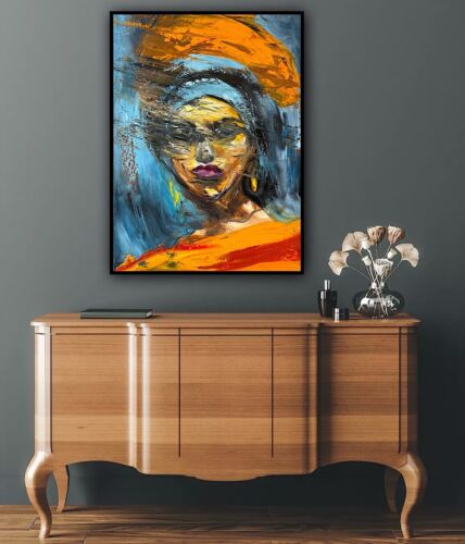 Original Abstract Oil Painting On Canvas 62x46cm Fashion Queen II African Art portrait