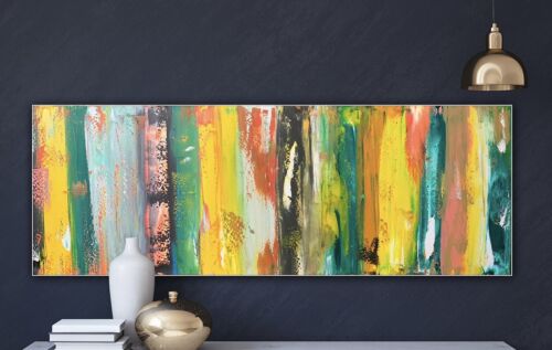 Richter Style Original Abstract Oil Painting On 80x30cm Canvas Happy Shades Oka