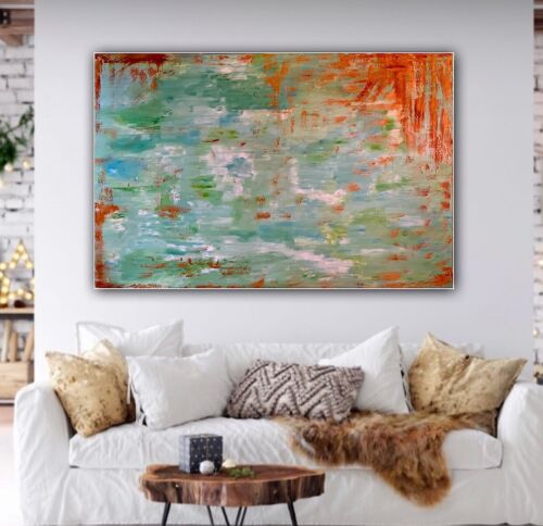 Richter Style Original Abstract Oil Painting On deep Canvas 150x100cm ‘Roheline’