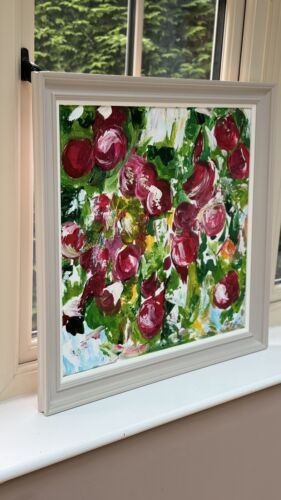 Framed Original Anstract Oil Painting On Canvas 71x71cm Apple Tree Textured Oka
