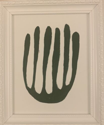 Framed Rare Eferi Plant Dark Green White Oil Painting On Canvas 22 X 18cm In Oka floral