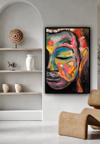 Impressionist Original Abstract Oil Painting On Canvas 90x60cm Buddha Art Happy