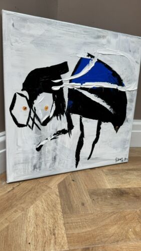 Contemporary Abstract Original Oil Painting On Canvas 40 X40cm La Mosca’ The Fly animal