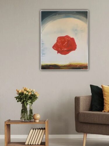Salvador Dali Surrealist Large Oil Painting On Canvas 50X40cm Meditative Rose study