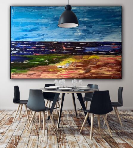 Richter Style Original Abstract Oil Painting On Canvas 150x100cm Seascape Ocean