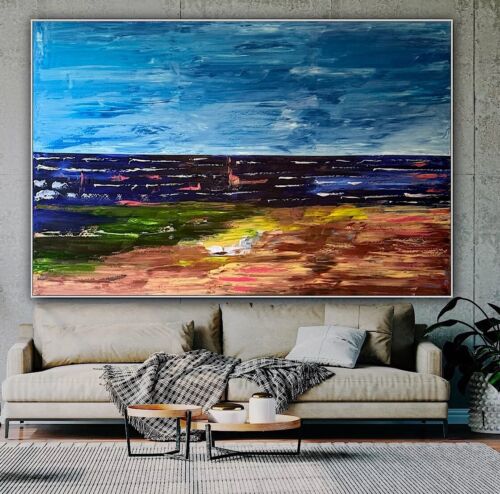 Richter Style Original Abstract Oil Painting On Canvas 150x100cm Seascape Ocean