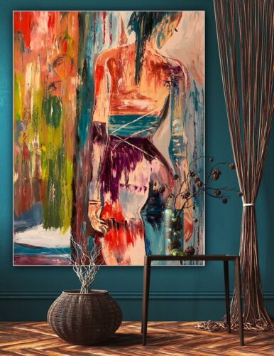 Richter Style Original Abstract Oil Painting On Canvas 100x80cm Morning Nude