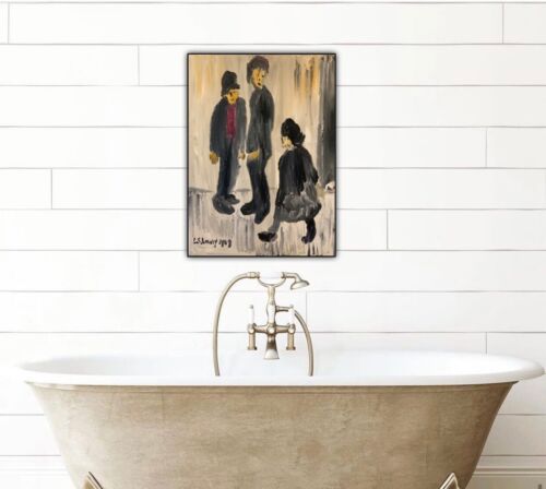 L.S. Lowry Abstract Oil Painting On Canvas 30X40cm Three Figures Ready To Hang