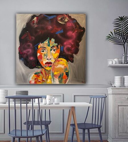 Oka Contemporary Abstract Original Oil Painting 80x80cm Canvas Woman Portrait