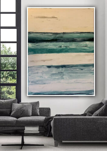 Richter Style Striped Sea Sky Original Oil Painting On Canvas 100x80cm LikE Oka
