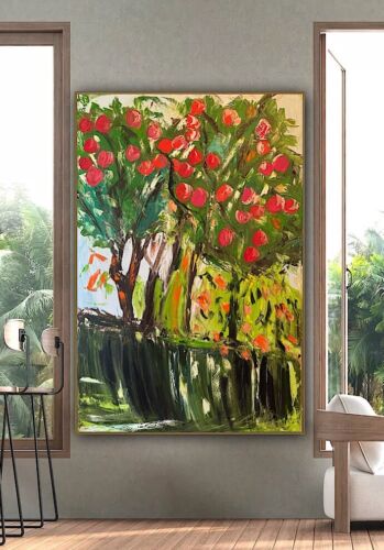 Richter Style Original Abstract Oil Painting On Canvas 150x100cm ‘Apple Trees’ floral