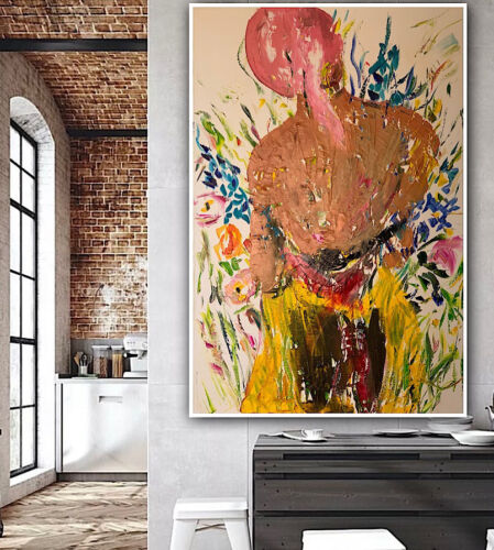Renoir Style Original Abstract Oil Painting on canvas 90X60cm Woman in a meadow