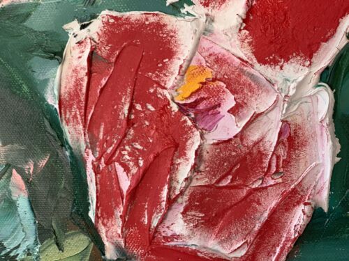 Richter Abstract Impressionist Style Original Oil Painting 100x76cm Red bush roses