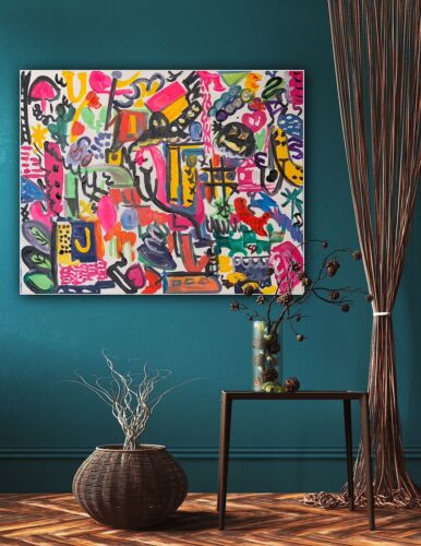 Large Abstract Original Oil Painting On 100x80cm canvas Graffiti Art Vogue Love