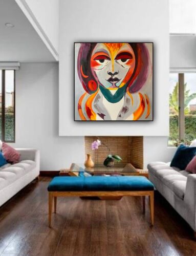 Abstract Original Oil Painting On Deep Canvas 60x60cm Morfeo portrait