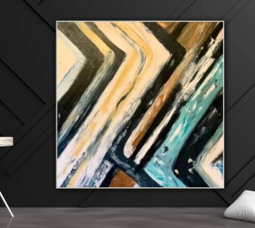 Richter Style Original Abstract Oil Painting On Canvas 90 X 90cm Pathways, Retro