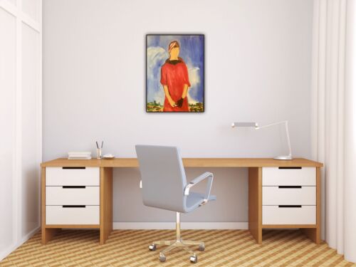 Richter style original abstract Oil Painting On Canvas 30cmX 40cm Woman in Red