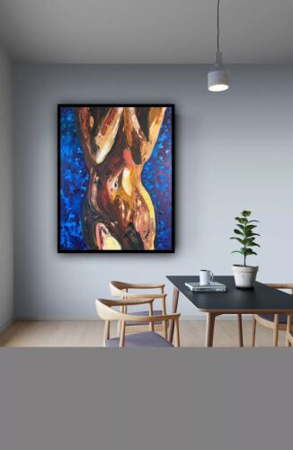 Large Abstract Original Oil Painting On 100x77cm canvas Sculpture Nude Unframed
