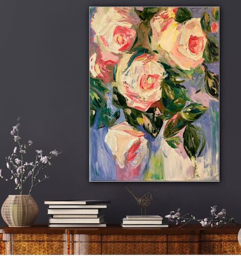 Igor Saharov lesson in Abstract Oil Painting On 61x45cm Canvas White Roses oka