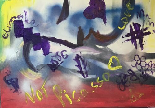 Graffiti art abstract original Oil Painting On 16mm Canvas 50cm X 70cm ‘Woman’