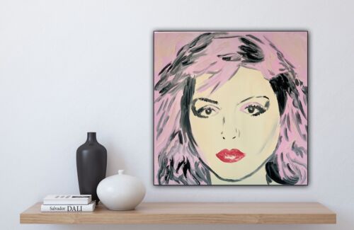 Original Abstract Oil Painting On Canvas 40x40Cm Pop Art Debbie Harry (pink) music