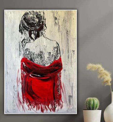 Richter StyLe Abstract Original Oil Painting On Canvas 70x50cm Morning Nude Red