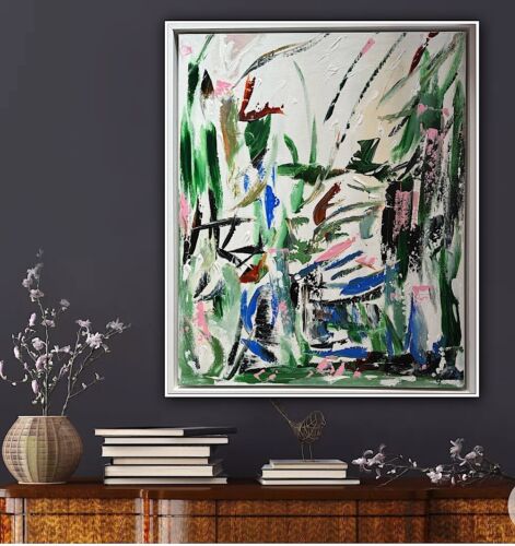 Framed Oka Contemporary Abstract Original Oil Painting Whispers Of The Wind II floral