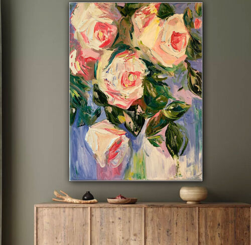 Igor Saharov lesson in Abstract Oil Painting On 61x45cm Canvas White Roses oka