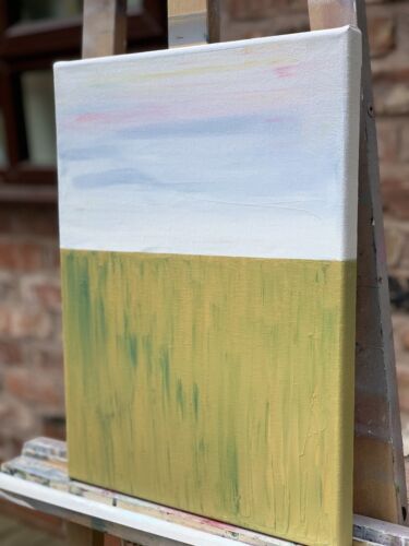 Richter Seaside Ochra, Abstract Oil Painting On Canvas 30cm X 40cm Lake District