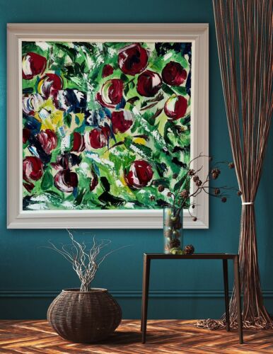 Framed Original Anstract Oil Painting On Canvas 71x71cm Apple Tree 2 Texture Oka