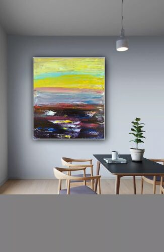 Richter Abstract original oil Painting on Canvas 60X 50cm Sunset seaside escape