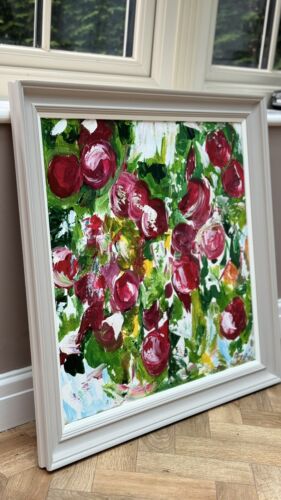 Framed Original Anstract Oil Painting On Canvas 71x71cm Apple Tree Textured Oka
