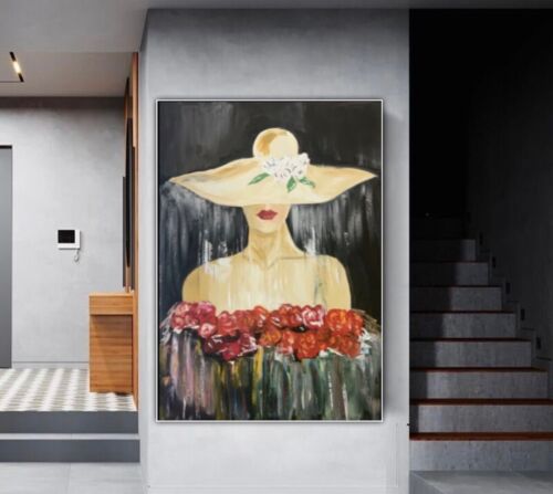 Richter StyLe Original Oil Painting On Canvas 102x70cm Woman In The Rain Vogue portrait