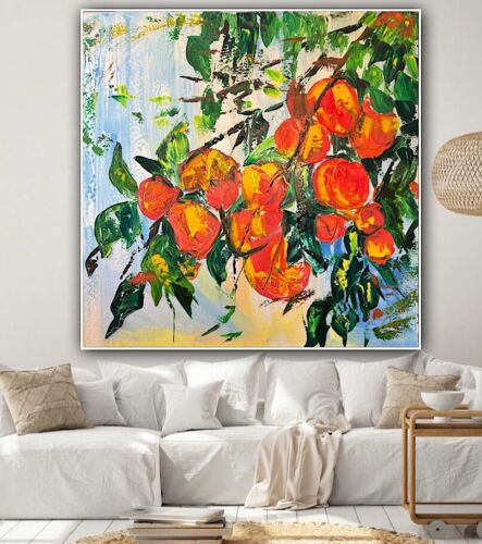 Renour Abstract Original Oil Painting On 77x77cm canvas Textured Orange Tree