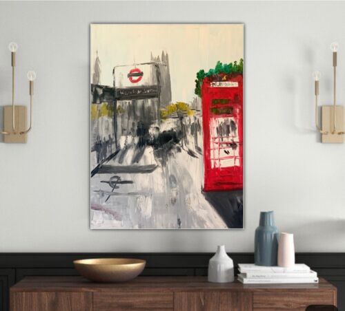 Large Abstract Original Landscape Oil Painting 61X47cm Canvas London Westminster
