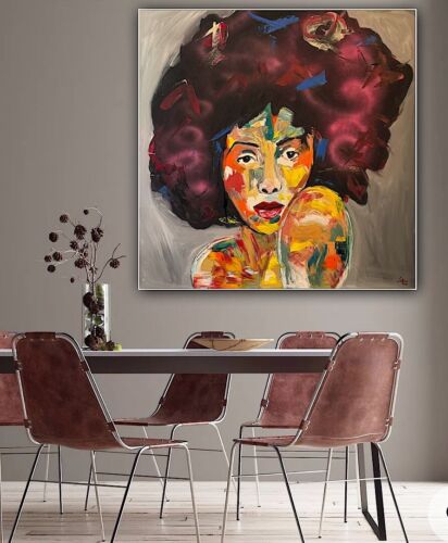 Oka Contemporary Abstract Original Oil Painting 80x80cm Canvas Woman Portrait