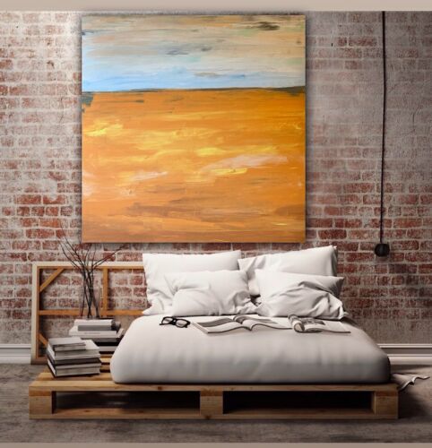 Richter StyLe Abstract Original Oil Painting On Canvas 90x90cm Gold Sands Sea