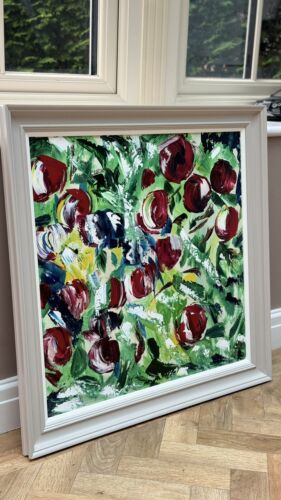 Framed Original Anstract Oil Painting On Canvas 71x71cm Apple Tree 2 Texture Oka