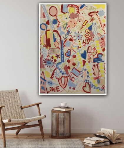 Large Abstract Original Oil Painting On 100x80cm canvas Graffiti Art Love Wins