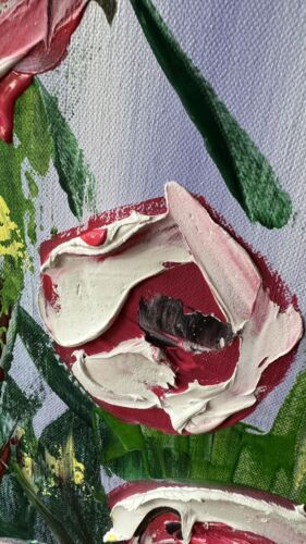 Framed Original Abstract Oil Painting On Canvas 80x80cm Summer Roses Textured