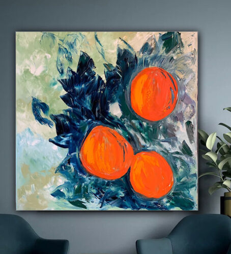 Richter Style Original Abstract Oil Painting On Canvas 80x80cm Orange Tree