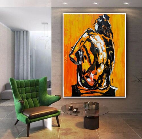 Large Abstract Original Oil Painting On 100x80cm canvas Thinking Of You Nude