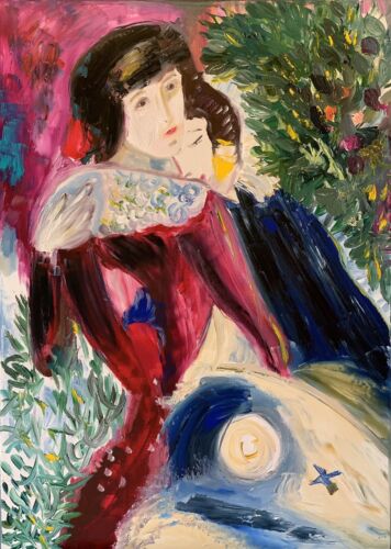 Marc Chagall Impressionist Style Oil Painting On Canvas 50x70cm ‘Les Amoureux’ study